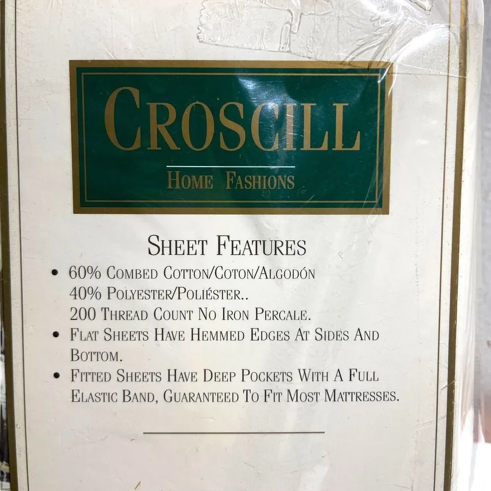 Vintage Croscill Queen Bedding Set Cotton Blend Denim Stripe 200 Luxury Percale